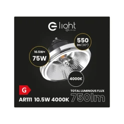 ŻARÓWKA AR111 GU10 Czarna z odbłyśnikiem 10,5W Neutralny 4000K * Eko-light Hot