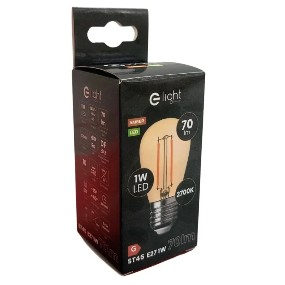 Żarówka Filamentowa LED 1W ST45 E27 2700K 70lm * Eko-light Best