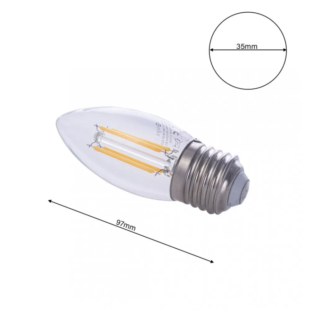 Żarówka Filamentowa LED 4W Świeczka Ciepła 2700K * Eko-light Best