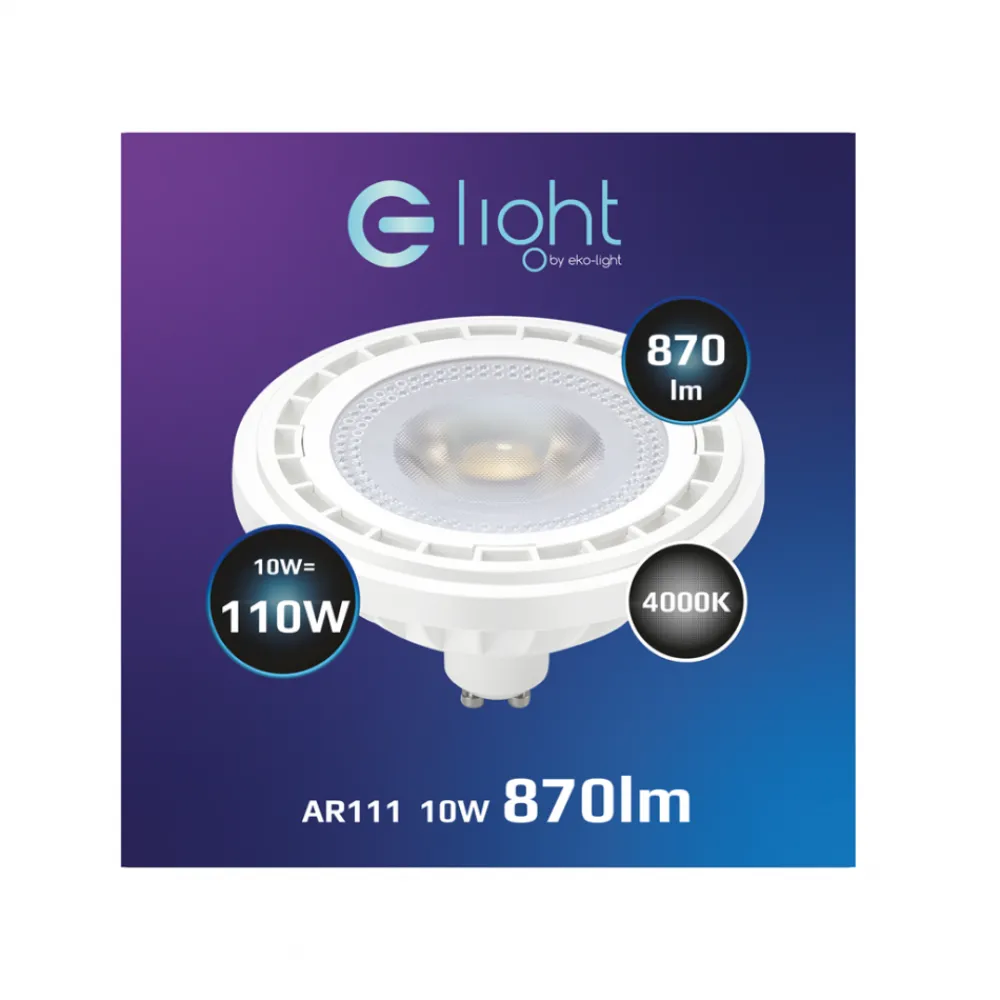 Żarówka LED Biała 10W AR111 GU10 Neutralna 4000K * Eko-light Online