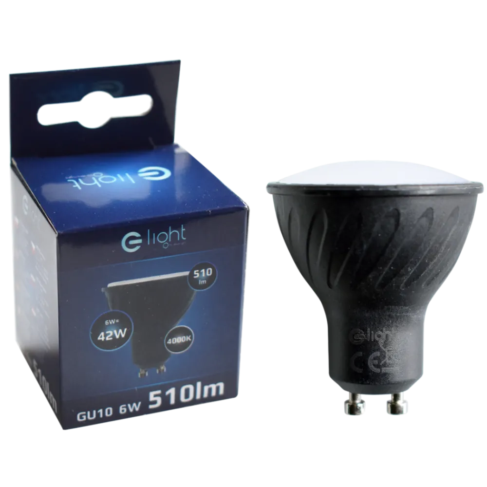 Żarówka LED Czarna 6W GU10 Neutralna 4000K * Eko-light