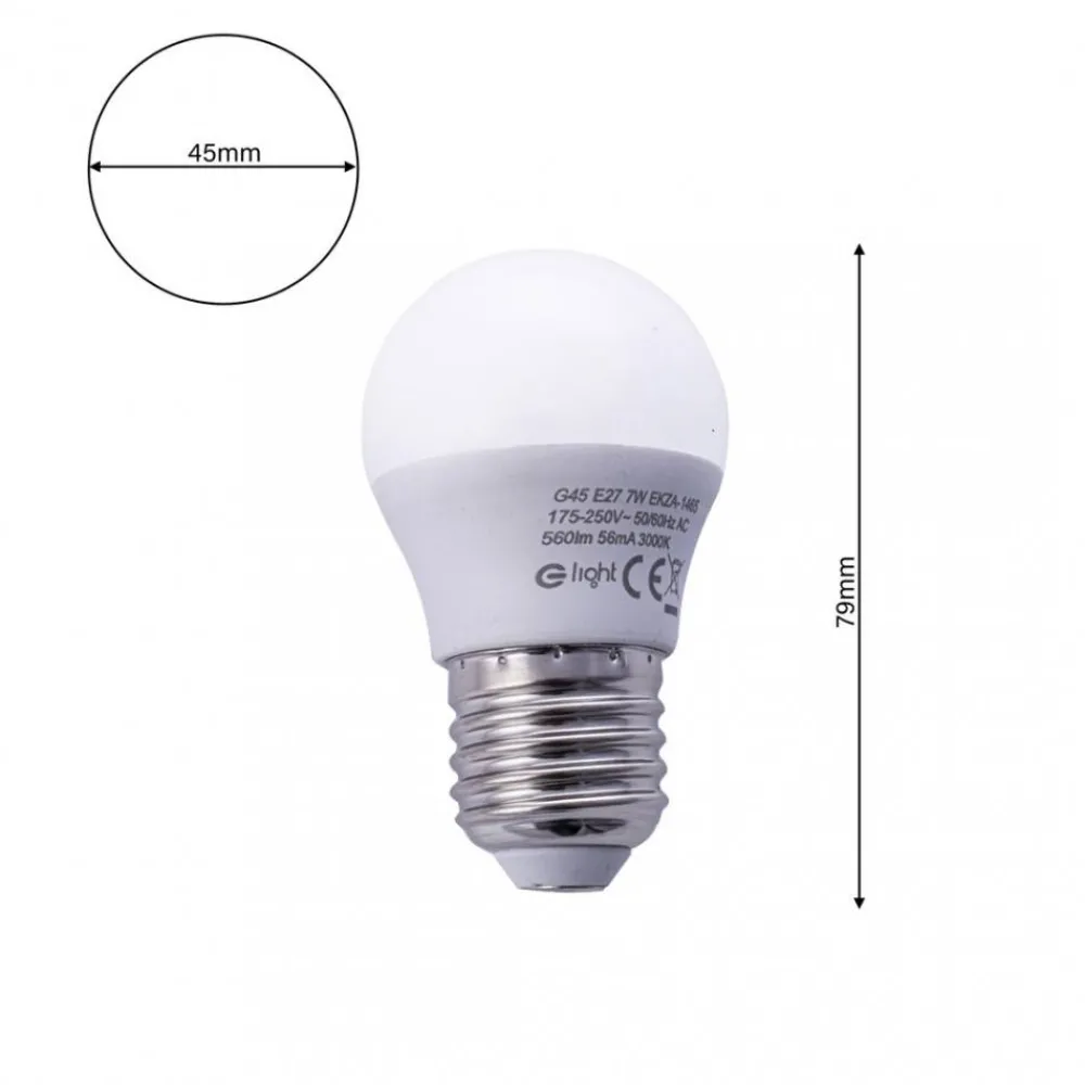 Żarówka LED 7W E27 G45 ciepła 3000K * Eko-light Online
