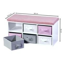 Ławka dziecięca z pojemnikami Różowa 68 x 30 x h33 cm * Kesper New