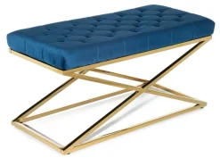 Ławka pikowana Saliba Gold Blue * HowHomely