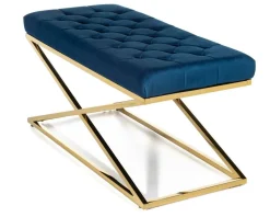 Ławka pikowana Saliba Gold Blue * HowHomely