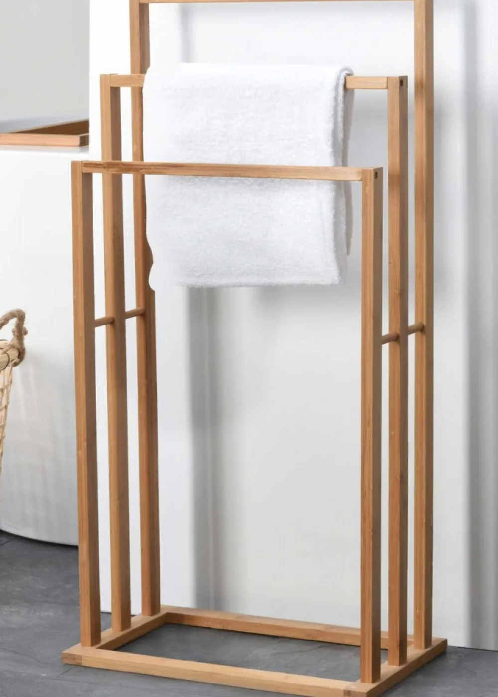 Łazienkowy stojak na ręczniki bambus 3-ramienny * Bathroom Solutions New