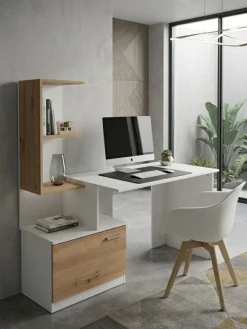 Białe biurko z nadstawką Miso * Halmar Best