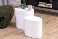 Biały zestaw 2 stolików kawowych Mice