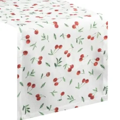 Bieżnik plamoodporny Cherry 40x140 cm biały