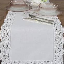 Bieżnik SUSAN 35X180 cm biały koronka