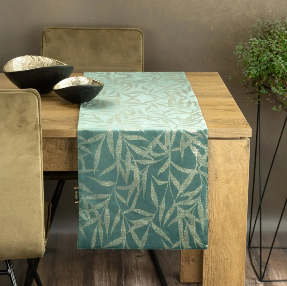 Bieżnik velvetowy BLINK 15 35x220 cm ciemnomiętowy