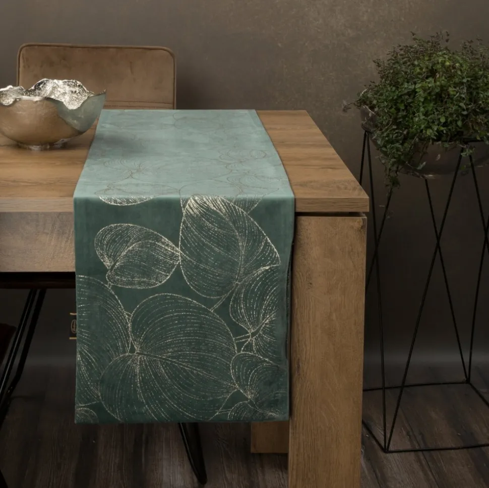 Bieżnik velvetowy BLINK 16 35x180 cm ciemnomiętowy