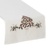 Bieżnik z haftem ZIELONY UROK 40x140 cm biały
