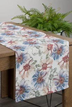 Bieżnik FLORE 7 40x140 cm biały kwiaty * EUROFIRANY B.B. Choczyńscy Sp.J. Online