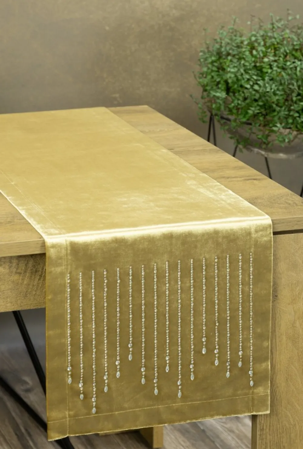 Bieżnik ROYAL 3 35x220 cm złoty kryształki * EUROFIRANY B.B. Choczyńscy Sp.J. Discount