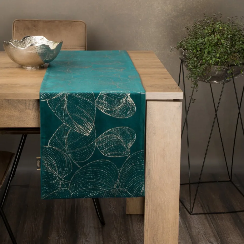 Bieżnik velvetowy BLINK 16 35x220 cm ciemnoturkusowy * EUROFIRANY B.B. Choczyńscy Sp.J. Clearance