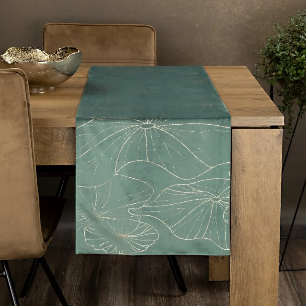 Bieżnik velvetowy BLINK 18 35x140 cm ciemnomiętowy * EUROFIRANY B.B. Choczyńscy Sp.J. Outlet