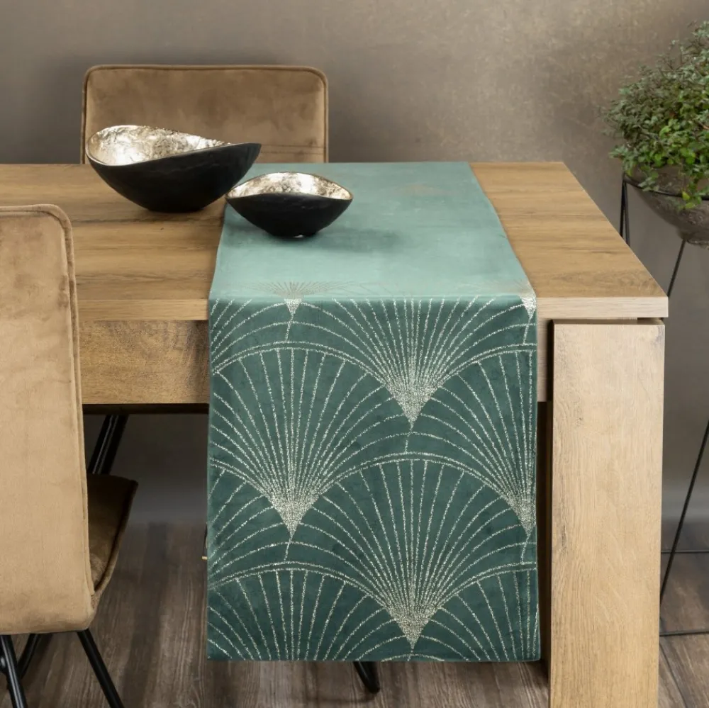 Bieżnik welwetowy BLINK 14 35x180 cm ciemnomiętowy * EUROFIRANY B.B. Choczyńscy Sp.J. Discount