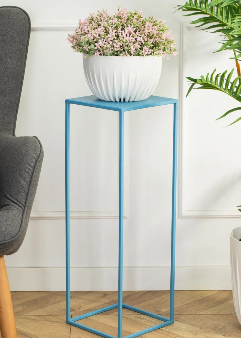 Błękitny kwietnik stojący 70 cm * HowHomely Best