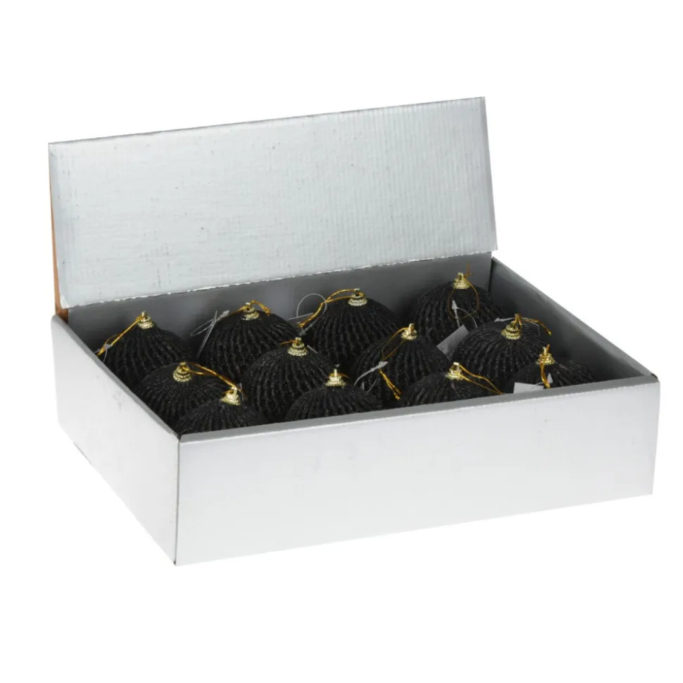 Bombki choinkowe z brokatem black 12