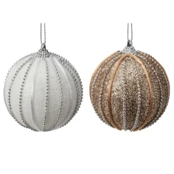 Bombki choinkowe brokatowe w paski 12 szt. 8 cm * H&S Decoration Outlet