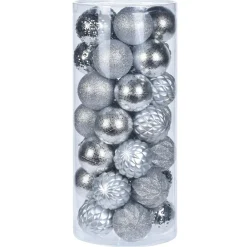 Bombki choinkowe Diamond srebrne 35 szt * H&S Decoration Discount