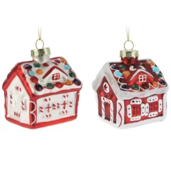 Bombki choinkowe domek z piernika 12 szt. 8 cm * H&S Decoration Clearance