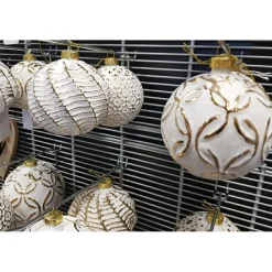 Bombki choinkowe kule biało-złote 12 szt * H&S Decoration Sale