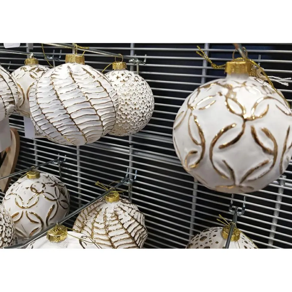 Bombki choinkowe kule biało-złote 12 szt * H&S Decoration Sale