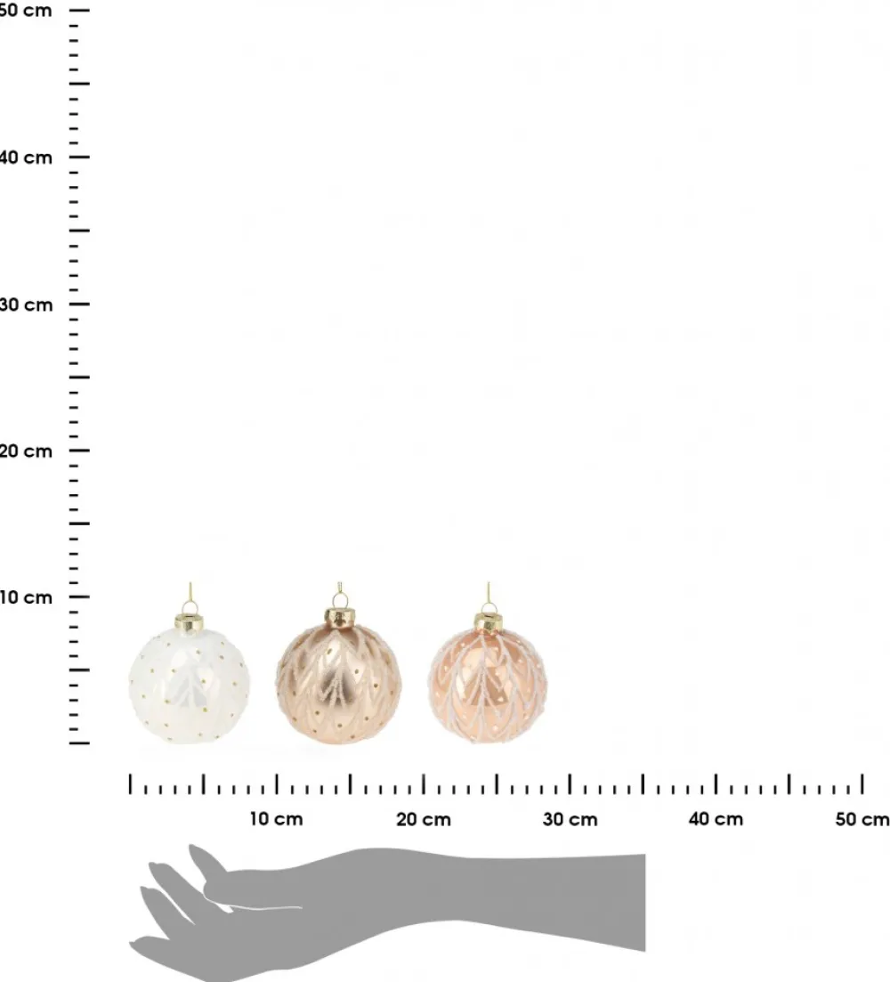 Bombki choinkowe kule 8 cm biało-złote * H&S Decoration