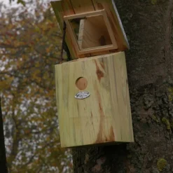 Budka lęgowa dla ptaków z lusterkiem i uchylnym daszkiem