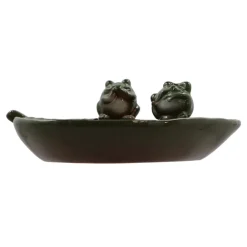 Ceramiczne poidełko dla ptaków z żabkami h8,7cm * Esschert Design Best