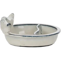 Ceramiczny karmnik dla ptaków na wodę i ziarno biały