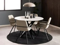 Ceramiczny okrągły stół Heaven imitacja białego marmuru