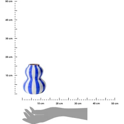 Ceramiczny wazon SOLVI 15 cm niebieskie pasy