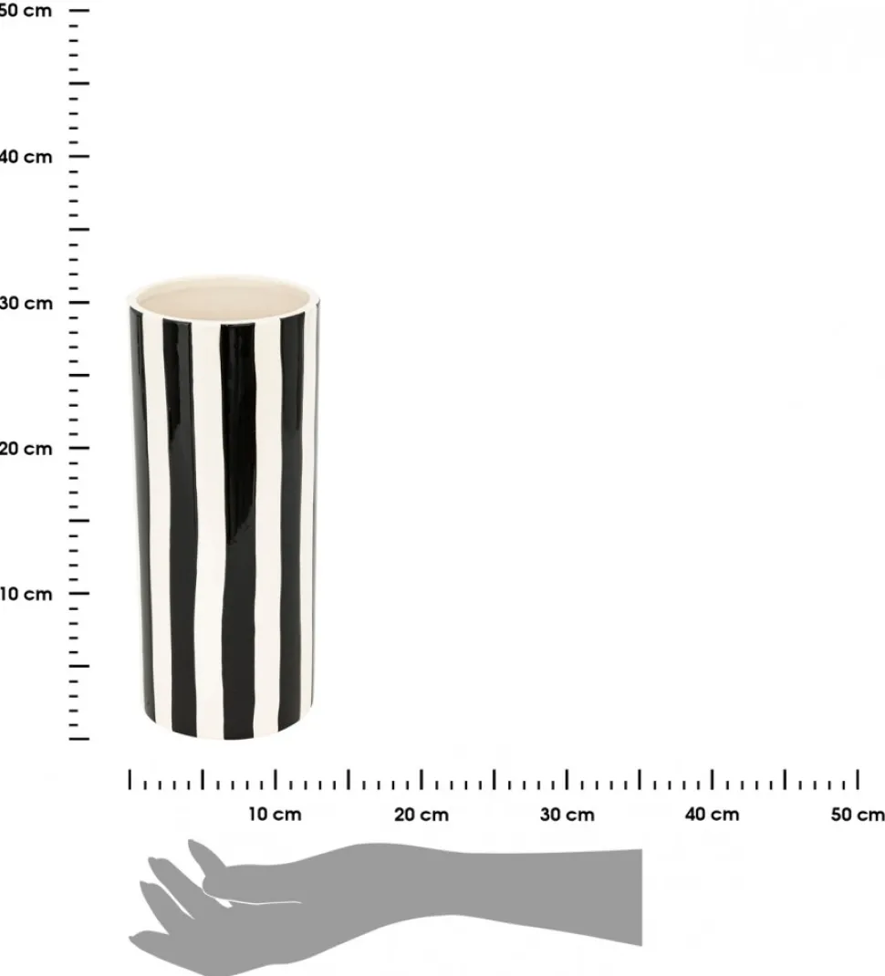 Ceramiczny wazon w paski Eden Czarny