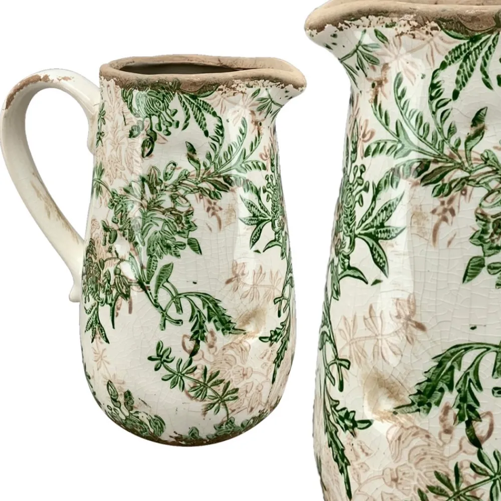 Ceramiczny dzbanek z roślinnym wzorem h18 cm * Exner GmbH Clearance