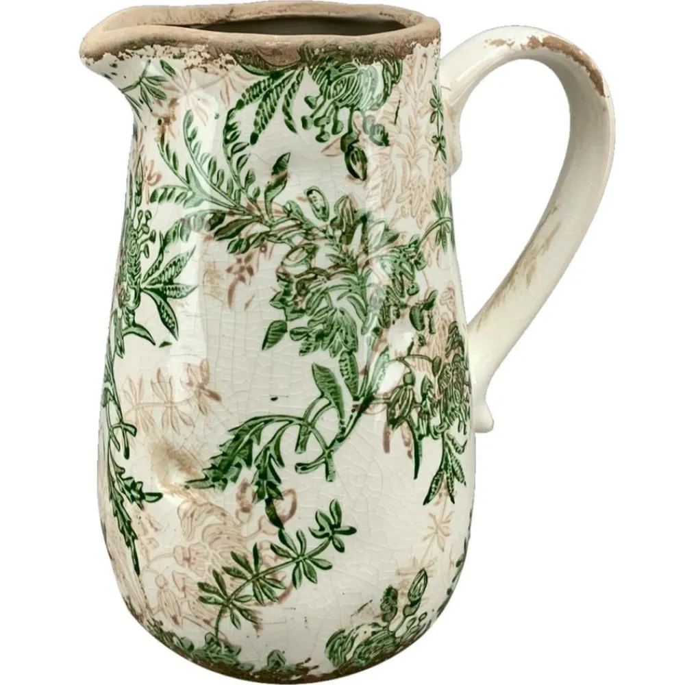 Ceramiczny dzbanek z roślinnym wzorem h18 cm * Exner GmbH Clearance