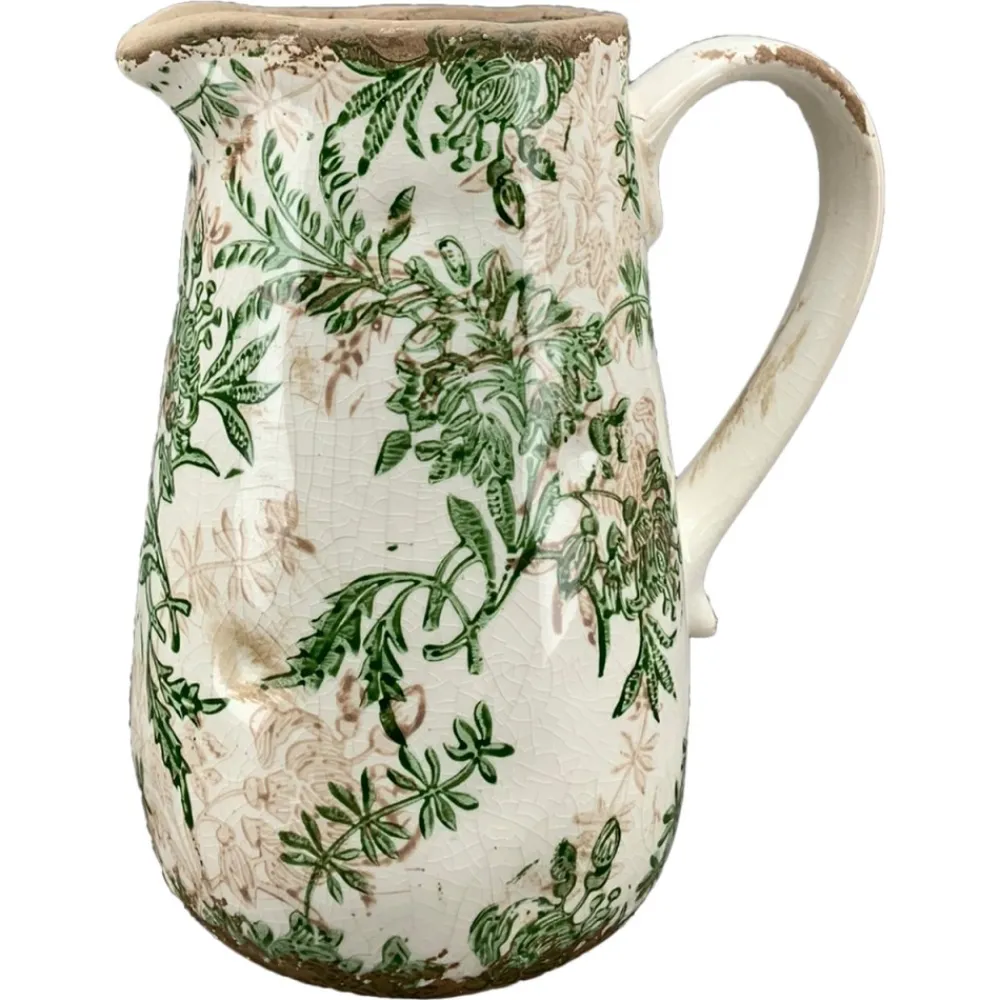 Ceramiczny dzbanek z roślinnym wzorem h18 cm * Exner GmbH Clearance