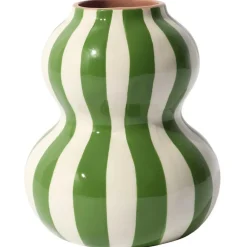 Ceramiczny wazon SOLVI 15 cm zielone pasy * HowHomely Clearance