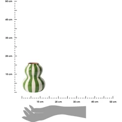 Ceramiczny wazon SOLVI 15 cm zielone pasy * HowHomely Clearance