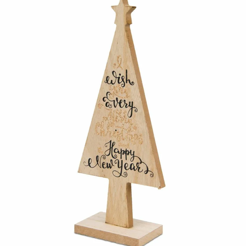 Choinka drewniana beż 25 cm wzór 6