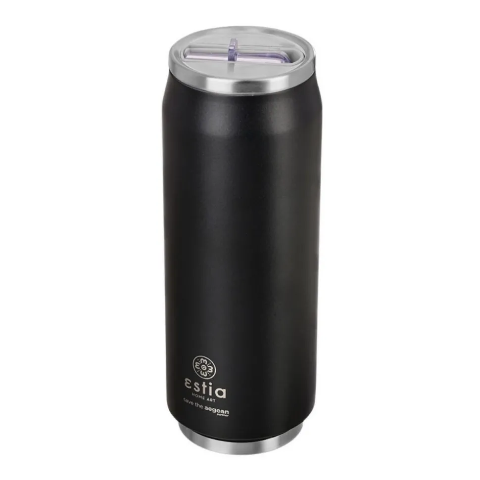 Czarny kubek termiczny ze słomką 500 ml Midnight Black