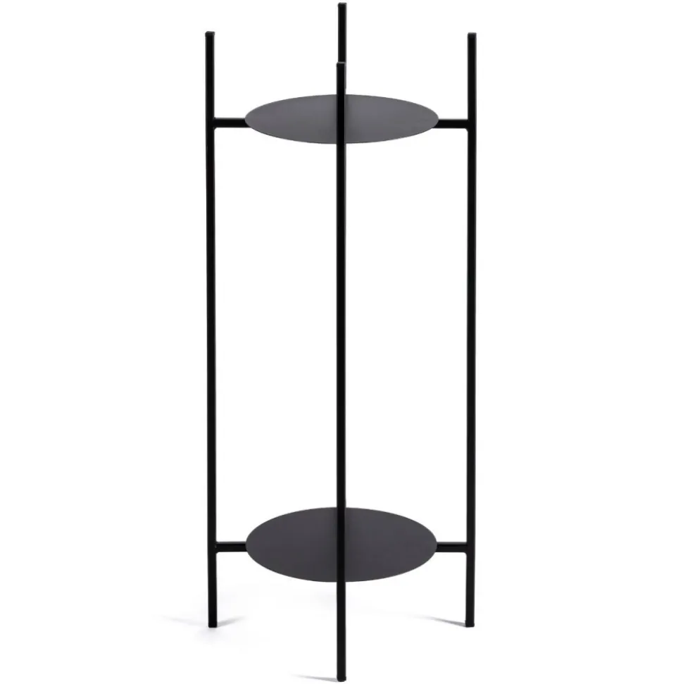 Czarny kwietnik stojący na 2 doniczki 70 cm