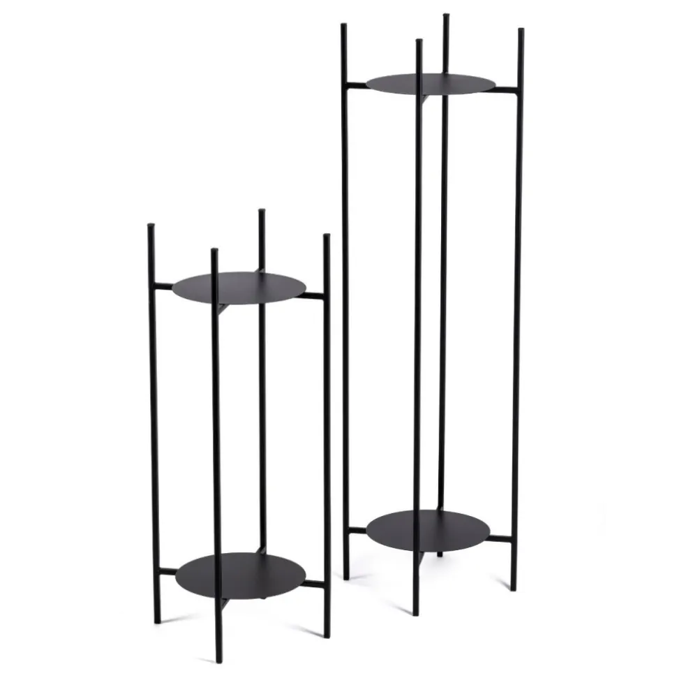 Czarny kwietnik stojący na 2 doniczki 70 cm