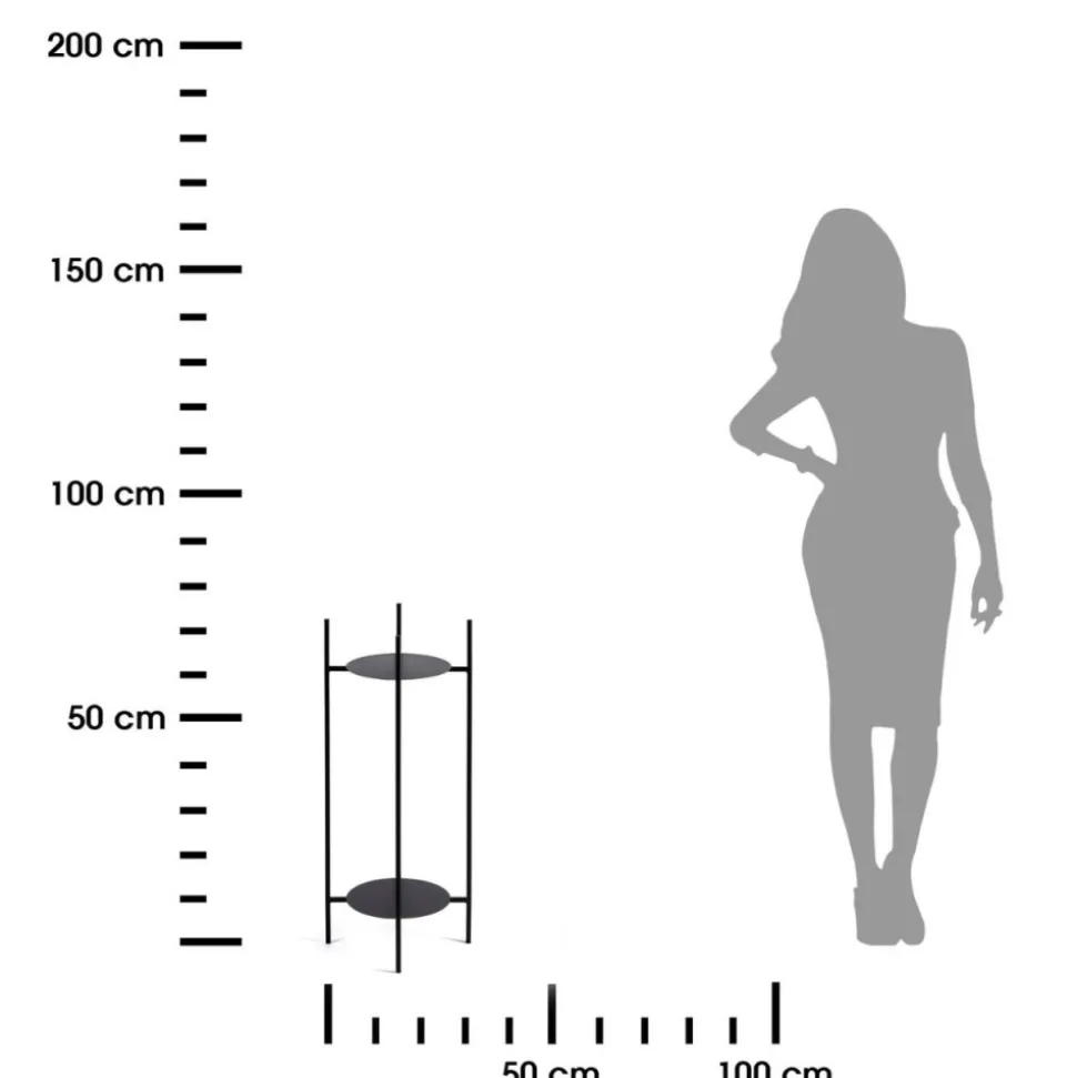 Czarny kwietnik stojący na 2 doniczki 70 cm