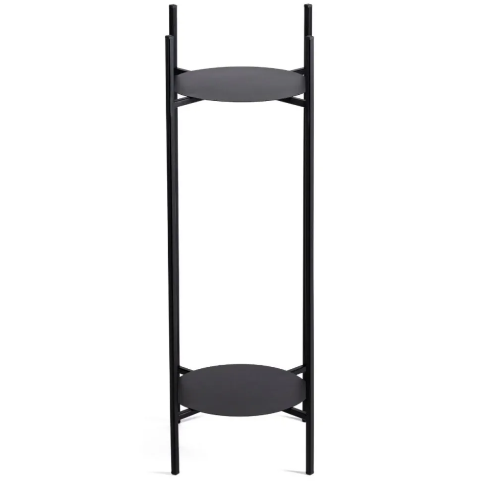 Czarny kwietnik stojący na 2 doniczki 70 cm