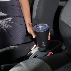 Czarny kubek termiczny ze słomką 350 ml Midnight Black * Estia New