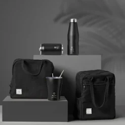 Czarny kubek termiczny ze słomką 350 ml Midnight Black * Estia New