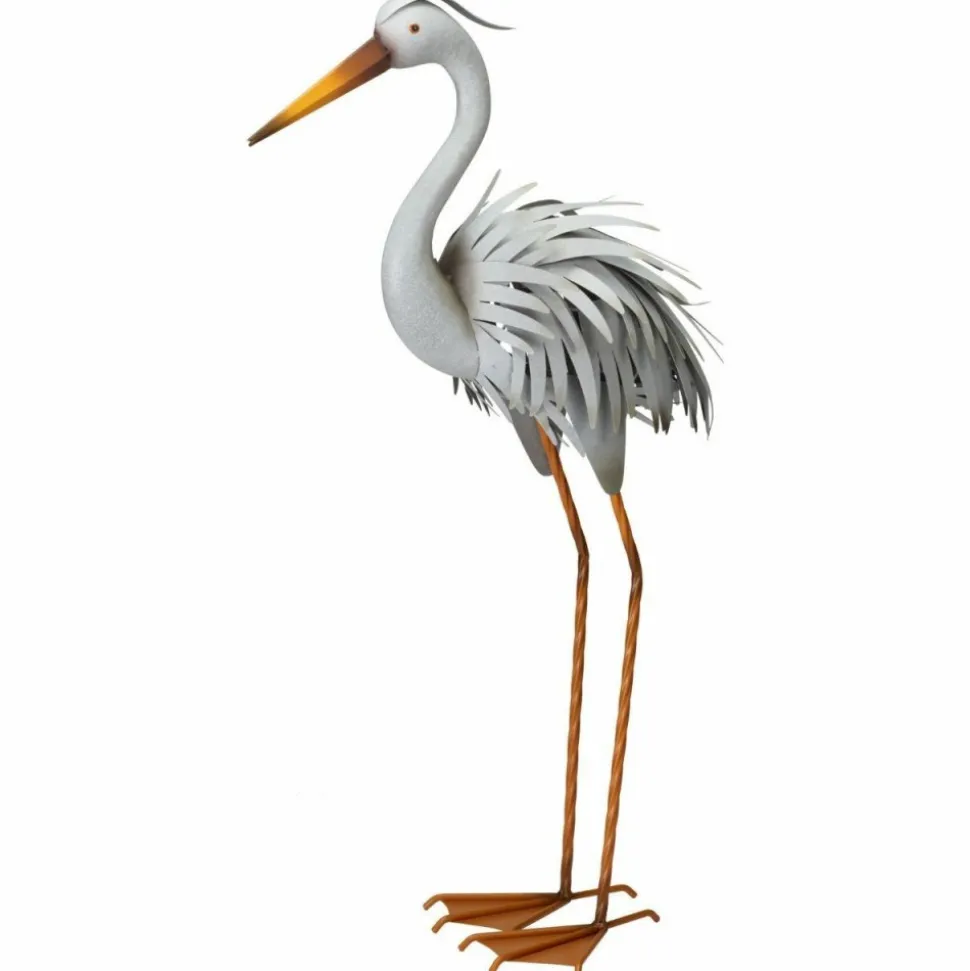 Dekoracyjna czapla metalowa 78,5 cm - elegancka figura do ogrodu